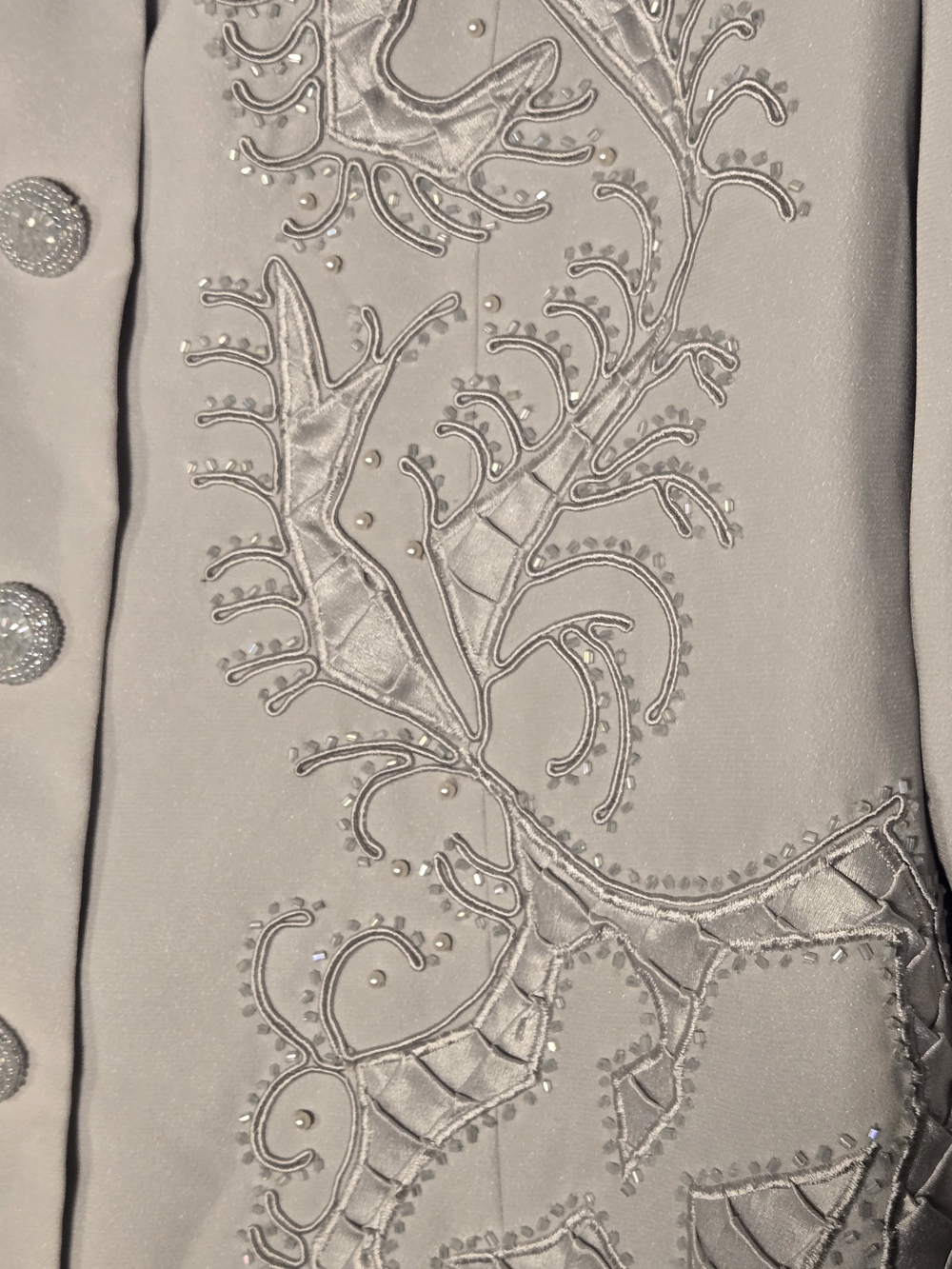 Beau Marc Light Gray Embroidered Women's Blazer Church Apparel - Picture 8 of 11